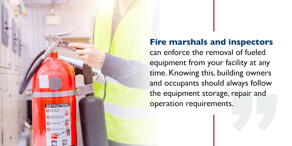 Fueled equipment fire regulations