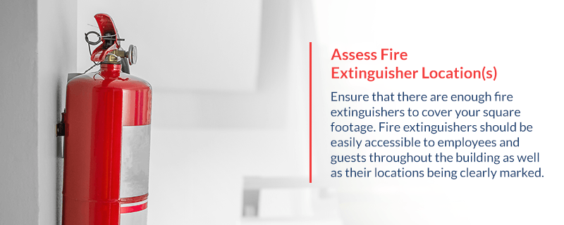 Where should fire extinguishers be located